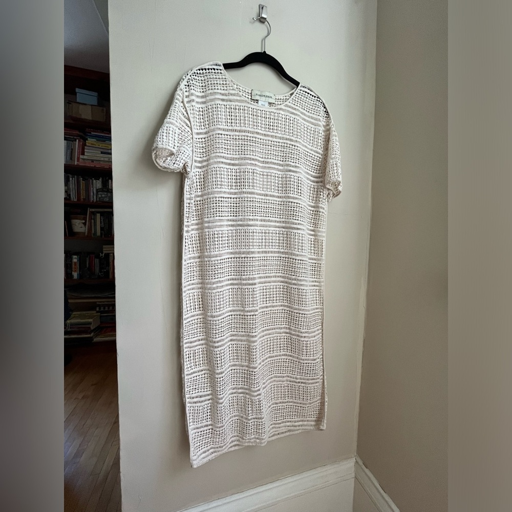 by malene birger sheer lace crochet midi dress